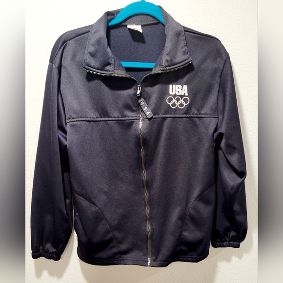 Vintage USA Olympics Unisex Embroidered Full Zipper Black Jacket Size Medium - Picture 2 of 9